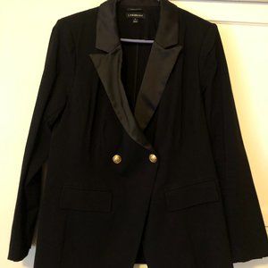 LANE BRYANT BLACK BLAZER W/SATIN TRIM